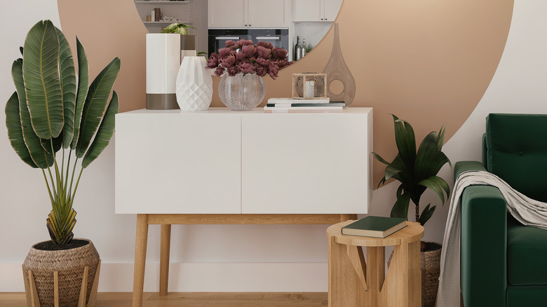 vases on living room sideboard 