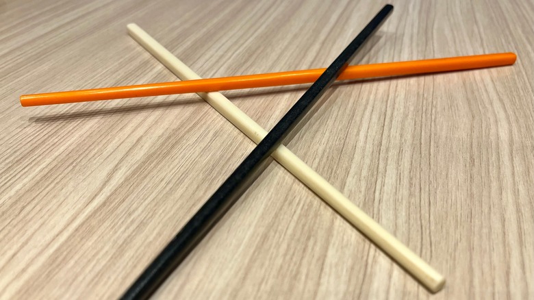 three colored chopsticks