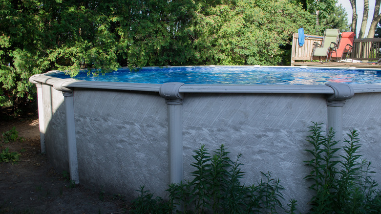 Side view of above-ground pool