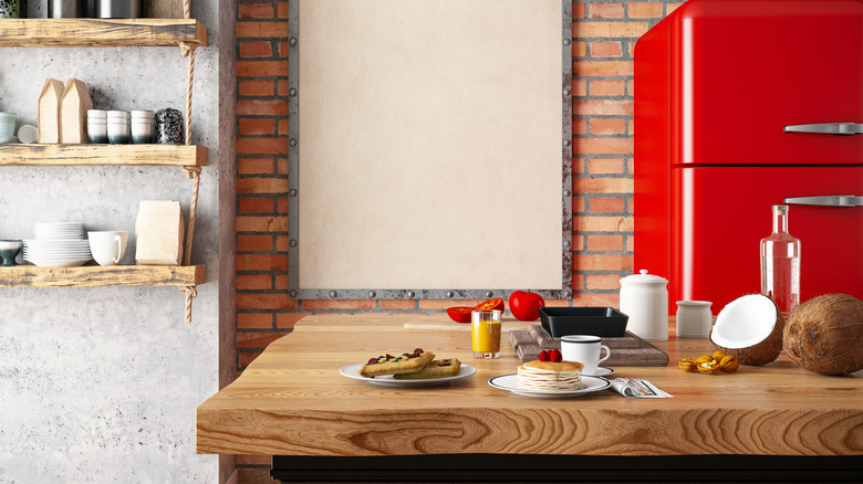 Wood countertop in rustic kitchen