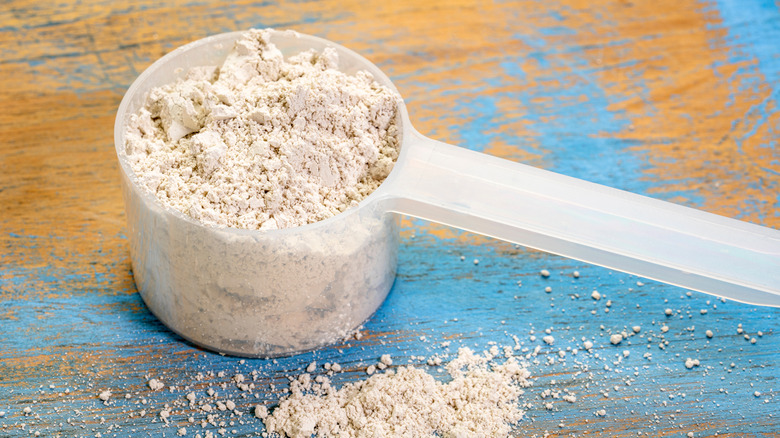 Diatomaceous earth powder in spoon