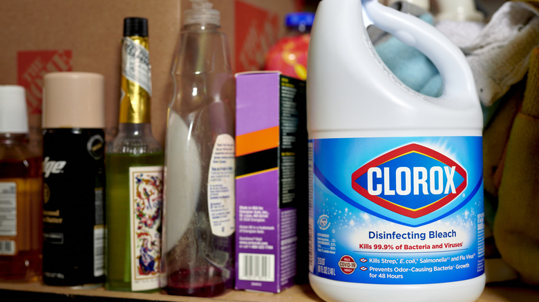 bleach in under sink cabinet