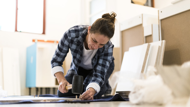 using a rubber mallet