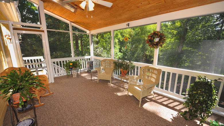 Screened-in porch on home