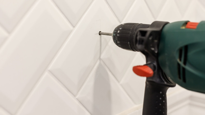 drilling hole in tile