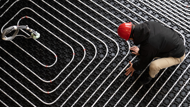 Heated floors being installed