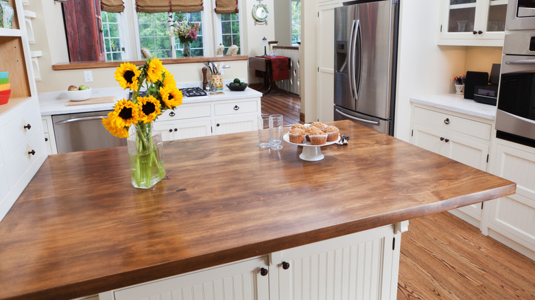 Wood kitchen island