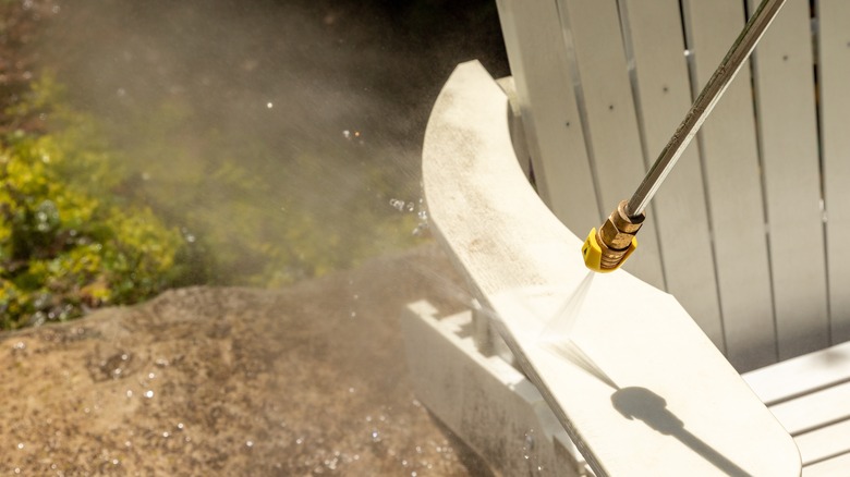 power washer cleaning furniture