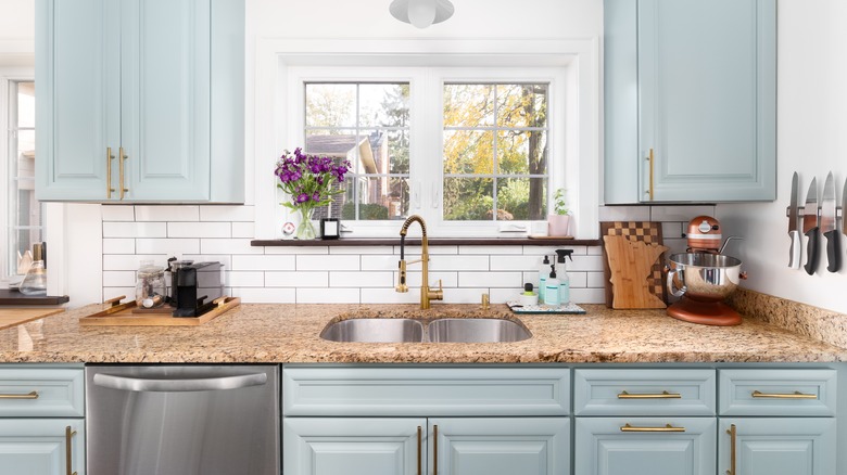 granite countertops with drawers underneath