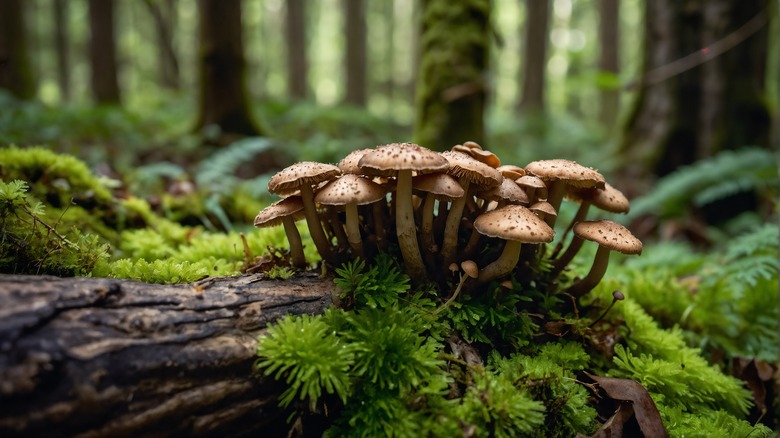 Mushrooms growing on wood