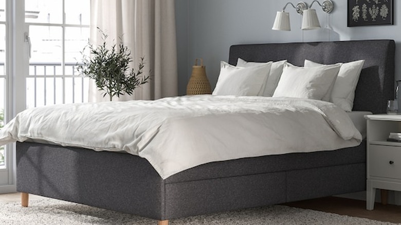 Gray IKEA bed