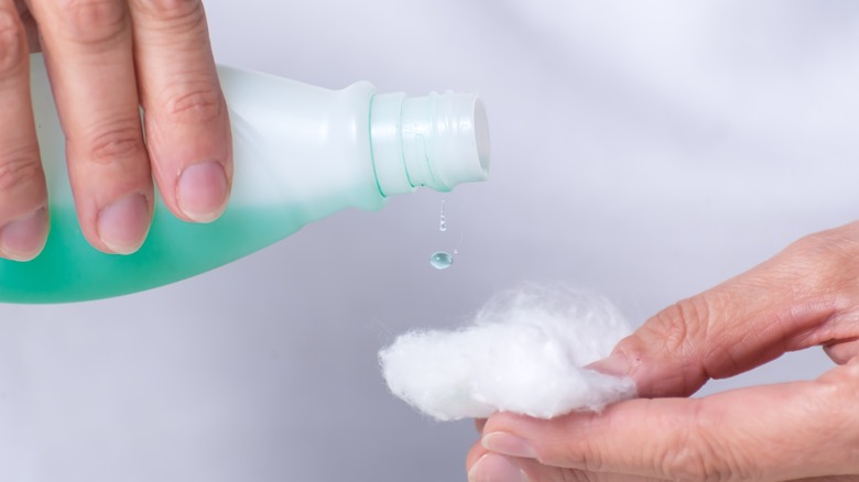 nail polish remover on cotton