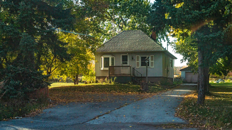 House under shady trees