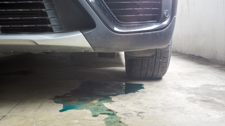 leaking fluid from car on floor