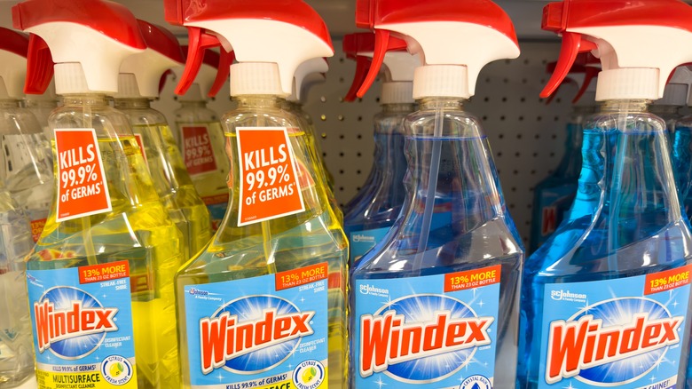 Windex bottles on store shelf 