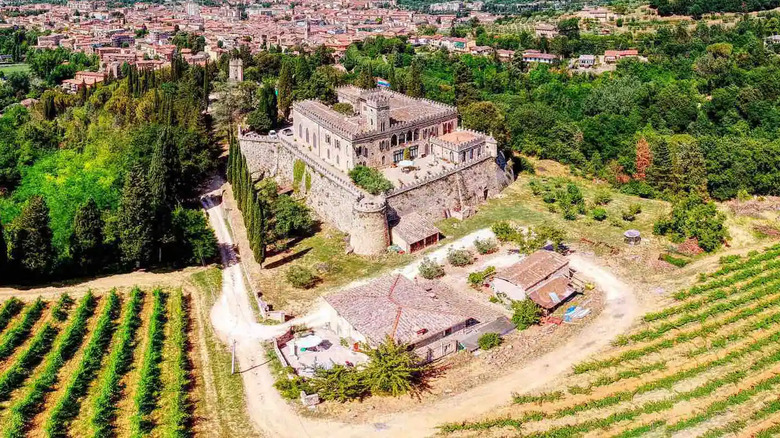 Aerial view of the Italian castle