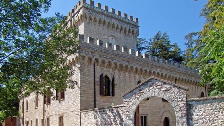 The entrance to the castle in Smirra, Italy