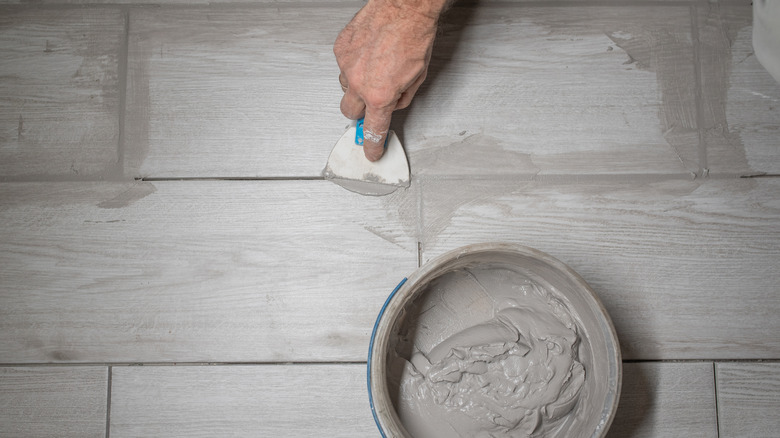 grouting a tiled floor