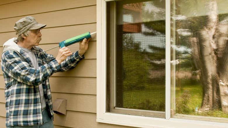 caulking around a window