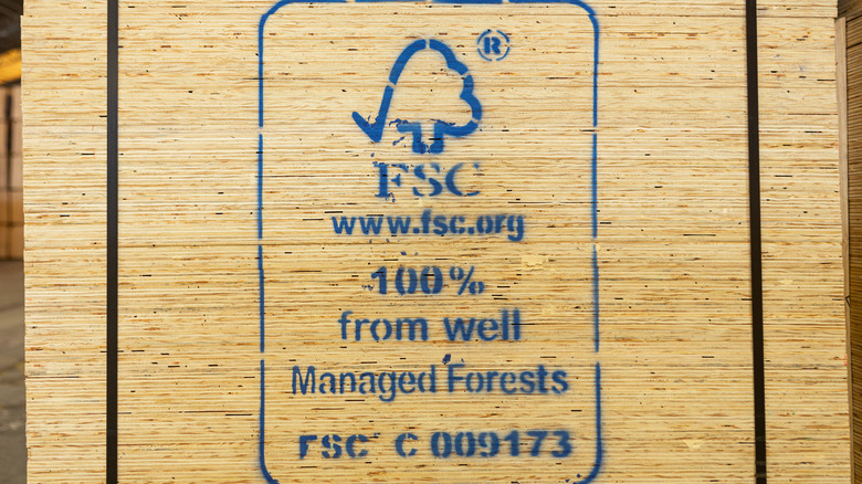 Stacked FSC certified wood