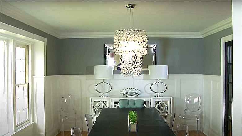 chandelier hanging from white ceiling