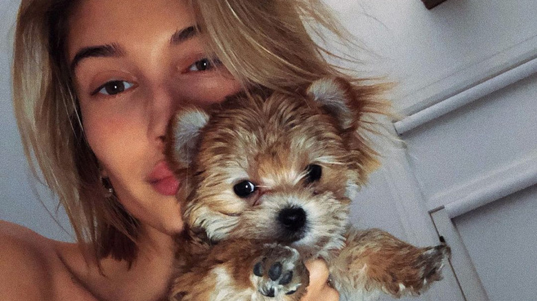 hailey bieber with dog