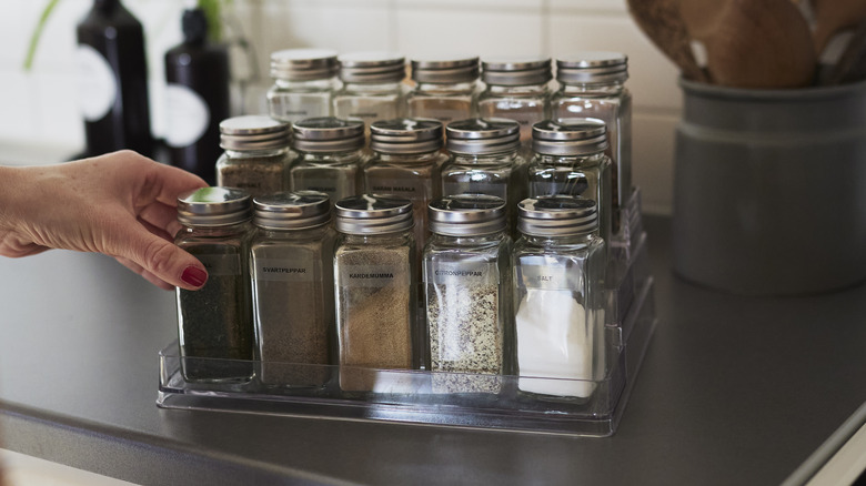 Jars on spice rack