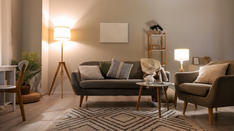 floor lamp and table lamp in living room