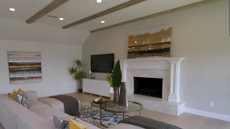 white fireplace in living room