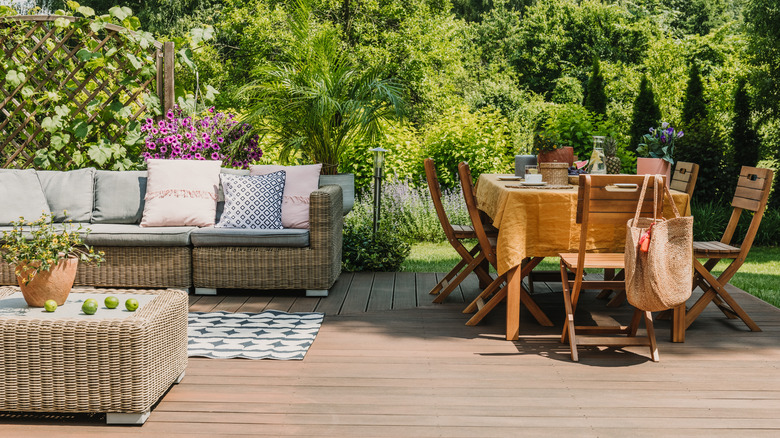 Outdoor patio with furniture