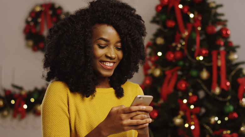 Woman holding phone