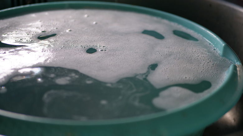 Soapy water in bowl