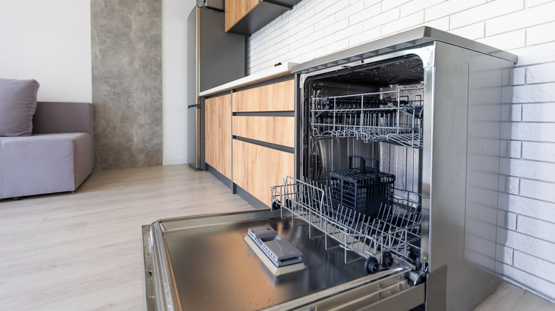 empty dishwasher in kitchen