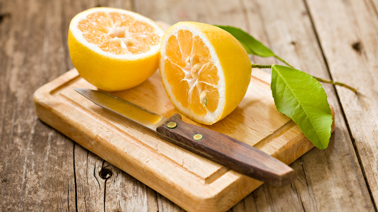 Lemon on a cutting board