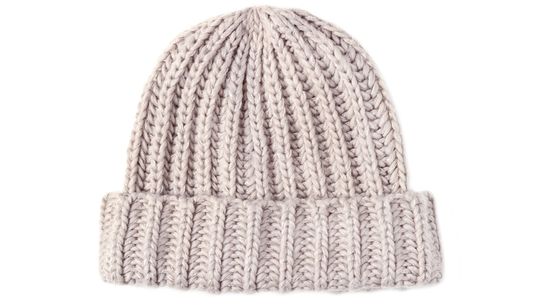 Cream colored beanie hat