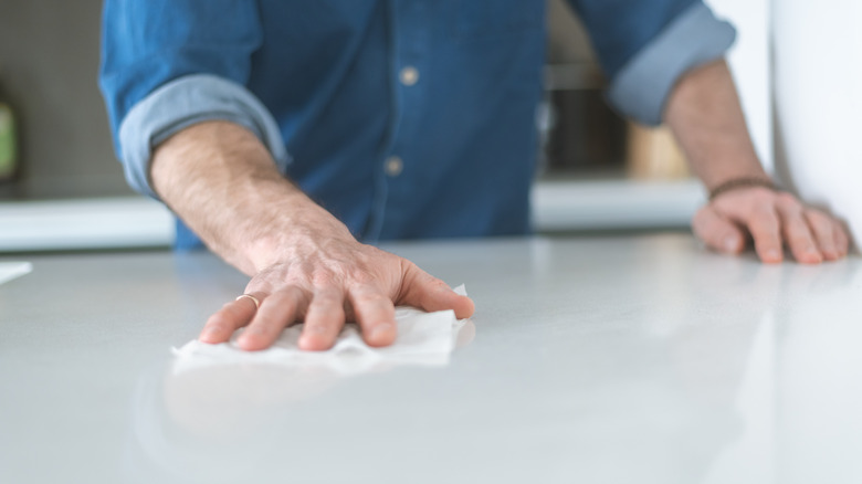 Working sealant into a countertop