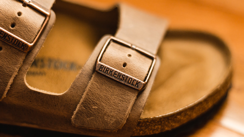 brown suede Birkenstocks 