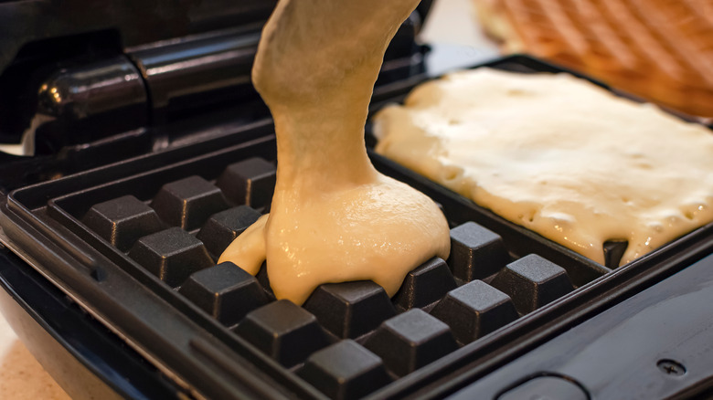 Batter in waffle iron 