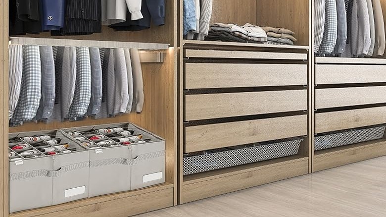 shoe organizer on bottom of closet