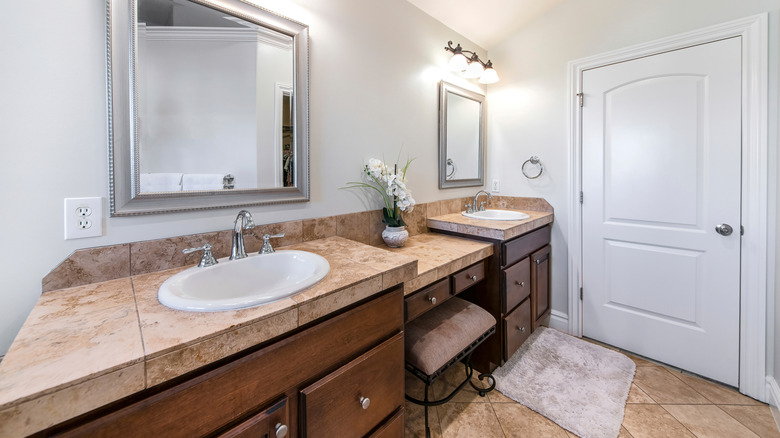 bathroom vanity with seat