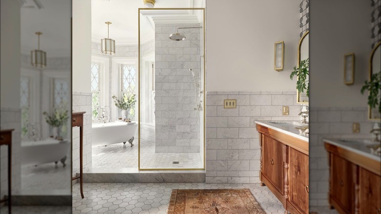 gray tiled bathroom