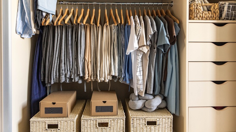 Organized closet with baskets