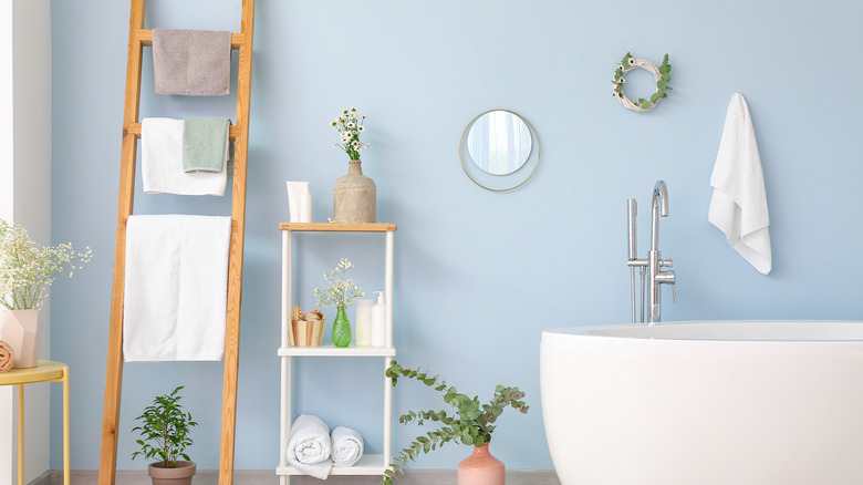 bathroom with ladder towel rack