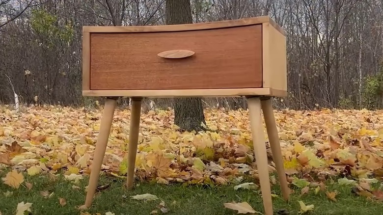 Modern nightstand made from dresser drawer