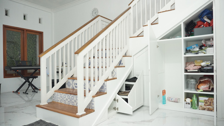 drawers and closet under stairs