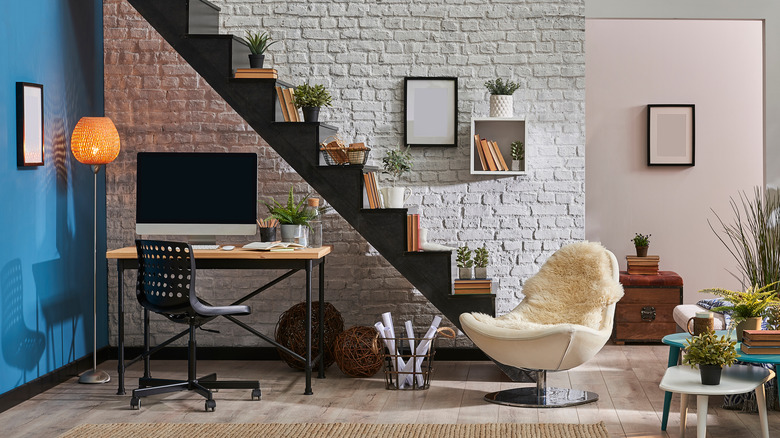 desk area under staircase