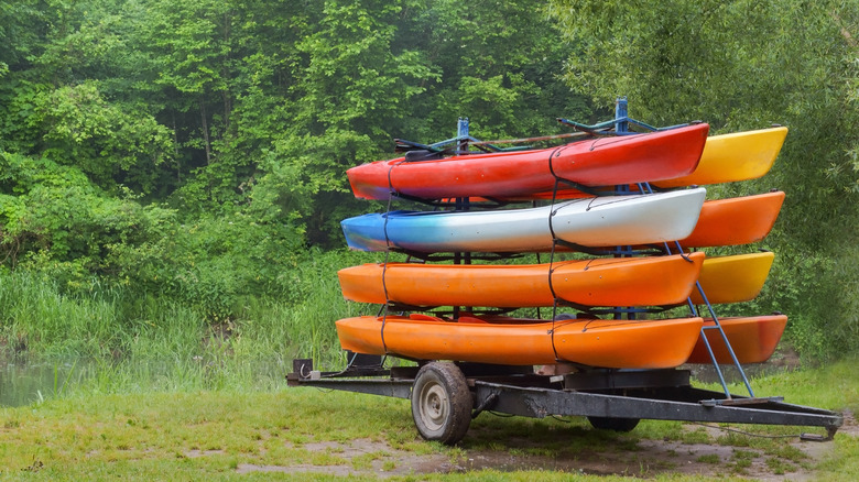 Kayaks on a trailer