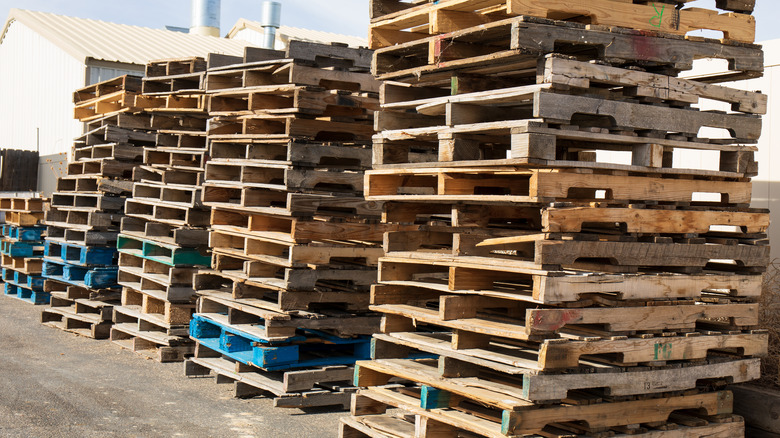 stacks of wood pallets