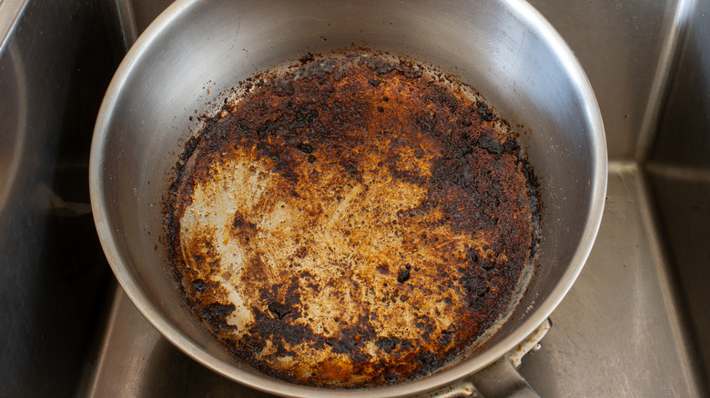 Pot with burned food