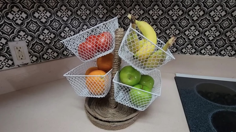 fruit basket from paper towel rack